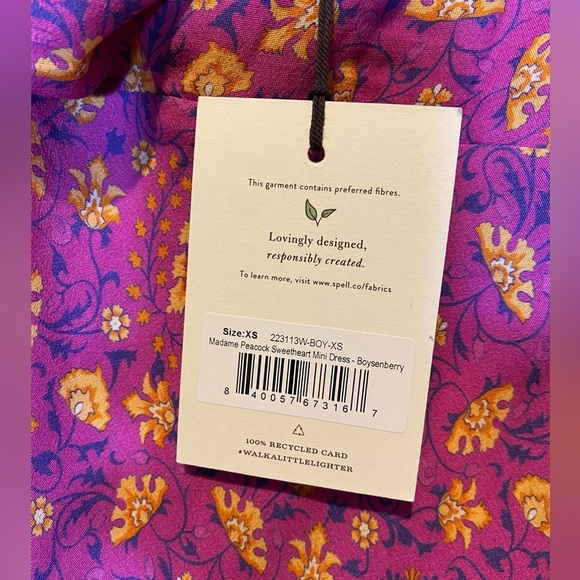 Spell NWT Madame Peacock Sweetheart Mini Dress Size XS Boysenberry - Picture 4 of 5